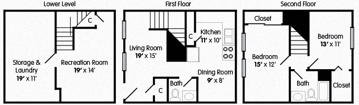 2 Bedroom 1.5 Bath